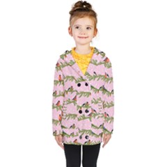 Bullfinches Sit On Branches On A Pink Background Kids  Double Breasted Button Coat by SychEva