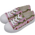 Bullfinches Sit On Branches On A Pink Background Kids  Low Top Canvas Sneakers View2