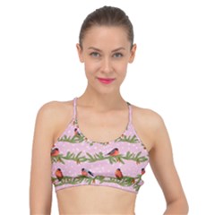 Bullfinches Sit On Branches On A Pink Background Basic Training Sports Bra by SychEva