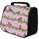 Bullfinches Sit On Branches On A Pink Background Full Print Travel Pouch (Big) View1