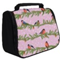 Bullfinches Sit On Branches On A Pink Background Full Print Travel Pouch (Big) View2