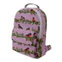 Bullfinches Sit On Branches On A Pink Background Flap Pocket Backpack (Large) View1