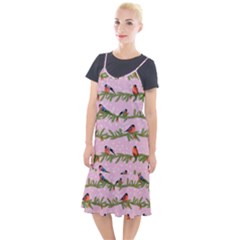 Bullfinches Sit On Branches On A Pink Background Camis Fishtail Dress by SychEva