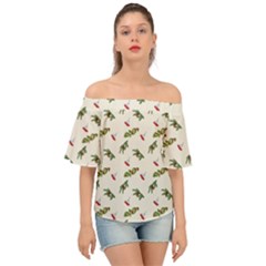 Spruce And Pine Branches Off Shoulder Short Sleeve Top by SychEva