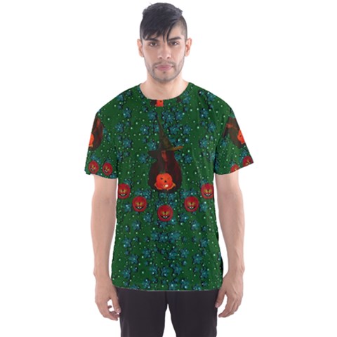 Halloween Pumkin Lady In The Rain Men s Sport Mesh Tee by pepitasart