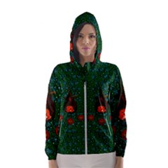 Halloween Pumkin Lady In The Rain Women s Hooded Windbreaker