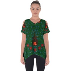 Halloween Pumkin Lady In The Rain Cut Out Side Drop Tee by pepitasart