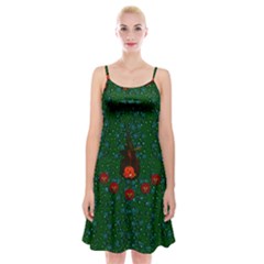 Halloween Pumkin Lady In The Rain Spaghetti Strap Velvet Dress by pepitasart