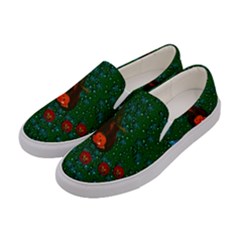 Halloween Pumkin Lady In The Rain Women s Canvas Slip Ons by pepitasart