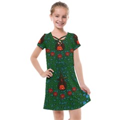 Halloween Pumkin Lady In The Rain Kids  Cross Web Dress by pepitasart