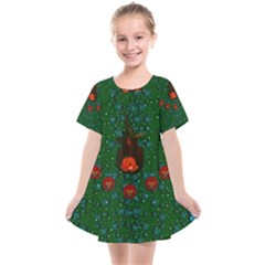 Halloween Pumkin Lady In The Rain Kids  Smock Dress by pepitasart