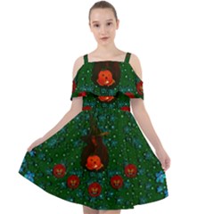 Halloween Pumkin Lady In The Rain Cut Out Shoulders Chiffon Dress by pepitasart