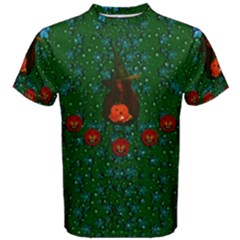 Halloween Pumkin Lady In The Rain Men s Cotton Tee by pepitasart