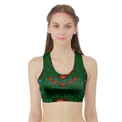 Halloween Pumkin Lady In The Rain Sports Bra With Border by pepitasart