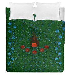 Halloween Pumkin Lady In The Rain Duvet Cover Double Side (queen Size) by pepitasart