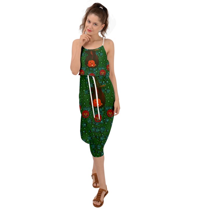 Halloween Pumkin Lady In The Rain Waist Tie Cover Up Chiffon Dress