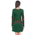 Halloween Pumkin Lady In The Rain Long Sleeve V-neck Flare Dress View2