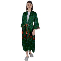 Halloween Pumkin Lady In The Rain Maxi Satin Kimono