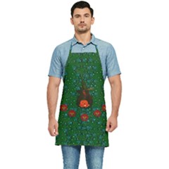 Halloween Pumkin Lady In The Rain Kitchen Apron by pepitasart