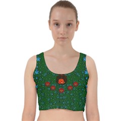 Halloween Pumkin Lady In The Rain Velvet Racer Back Crop Top by pepitasart