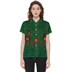 Halloween Pumkin Lady In The Rain Short Sleeve Pocket Shirt by pepitasart