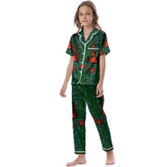 Halloween Pumkin Lady In The Rain Kids  Satin Short Sleeve Pajamas Set by pepitasart