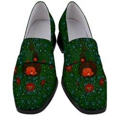 Halloween Pumkin Lady In The Rain Women s Chunky Heel Loafers