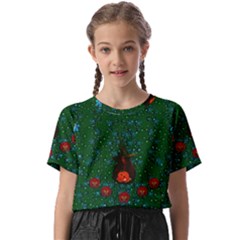 Halloween Pumkin Lady In The Rain Kids  Basic Tee