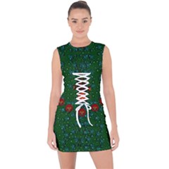 Halloween Pumkin Lady In The Rain Lace Up Front Bodycon Dress by pepitasart