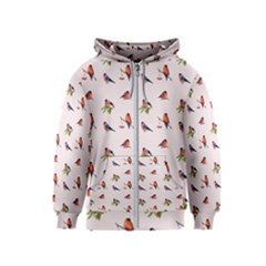 Bullfinches Sit On Branches Kids  Zipper Hoodie by SychEva