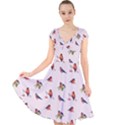 Bullfinches Sit On Branches Cap Sleeve Front Wrap Midi Dress View1