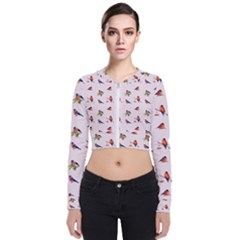 Bullfinches Sit On Branches Long Sleeve Zip Up Bomber Jacket by SychEva