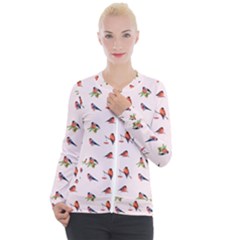 Bullfinches Sit On Branches Casual Zip Up Jacket by SychEva