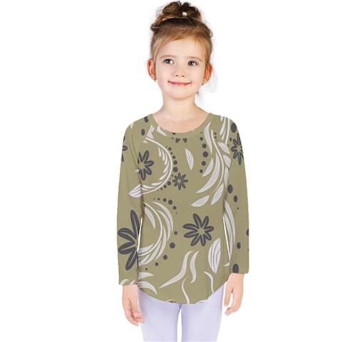 Folk Flowers Pattern Floral Surface Design Seamless Pattern Kids  Long Sleeve Tee by Eskimos