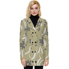 Folk Flowers Pattern Floral Surface Design Seamless Pattern Button Up Hooded Coat  by Eskimos