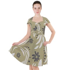 Folk Flowers Pattern Floral Surface Design Seamless Pattern Cap Sleeve Midi Dress by Eskimos