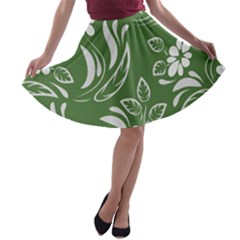 Folk Flowers Pattern Floral Surface Design Seamless Pattern A-line Skater Skirt by Eskimos