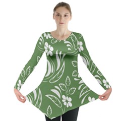 Folk Flowers Pattern Floral Surface Design Seamless Pattern Long Sleeve Tunic  by Eskimos