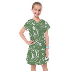 Folk Flowers Pattern Floral Surface Design Seamless Pattern Kids  Drop Waist Dress by Eskimos