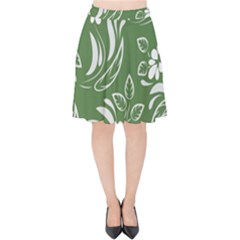 Folk Flowers Pattern Floral Surface Design Seamless Pattern Velvet High Waist Skirt by Eskimos