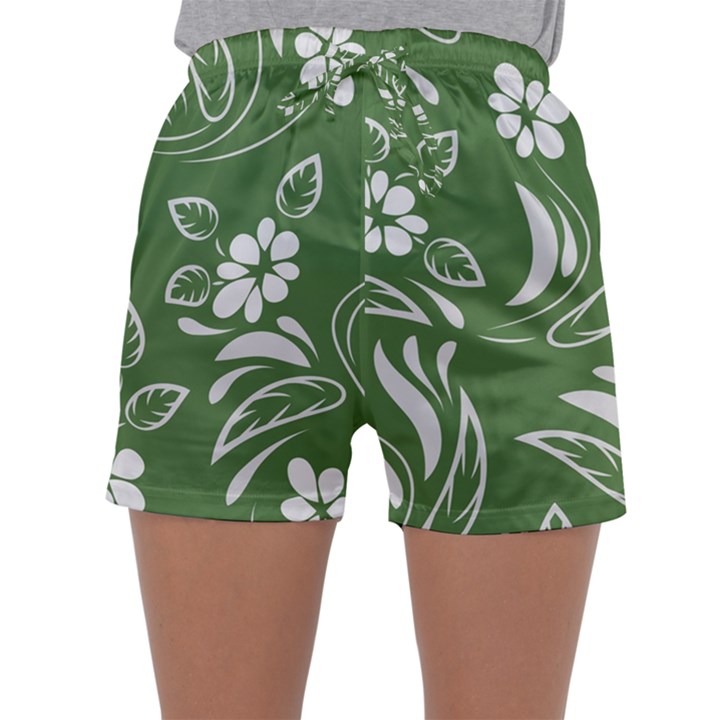 Folk flowers pattern Floral surface design Seamless pattern Sleepwear Shorts