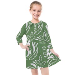 Folk Flowers Pattern Floral Surface Design Seamless Pattern Kids  Quarter Sleeve Shirt Dress by Eskimos