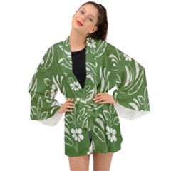 Folk Flowers Pattern Floral Surface Design Seamless Pattern Long Sleeve Kimono by Eskimos