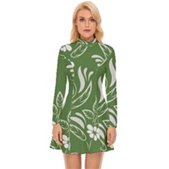 Folk Flowers Pattern Floral Surface Design Seamless Pattern Long Sleeve Velour Longline Dress