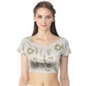 Folk flowers pattern Floral surface design Seamless pattern Short Sleeve Crop Top View1