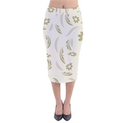 Folk Flowers Pattern Floral Surface Design Seamless Pattern Velvet Midi Pencil Skirt by Eskimos