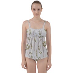 Folk Flowers Pattern Floral Surface Design Seamless Pattern Twist Front Tankini Set by Eskimos