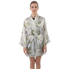 Folk Flowers Pattern Floral Surface Design Seamless Pattern Long Sleeve Satin Kimono by Eskimos