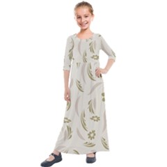 Folk Flowers Pattern Floral Surface Design Seamless Pattern Kids  Quarter Sleeve Maxi Dress by Eskimos