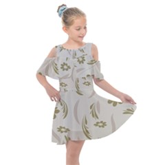 Folk Flowers Pattern Floral Surface Design Seamless Pattern Kids  Shoulder Cutout Chiffon Dress by Eskimos